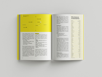 A Branding és a vizuális válasz c. könyv oldalpárja a branding lépéseiről.